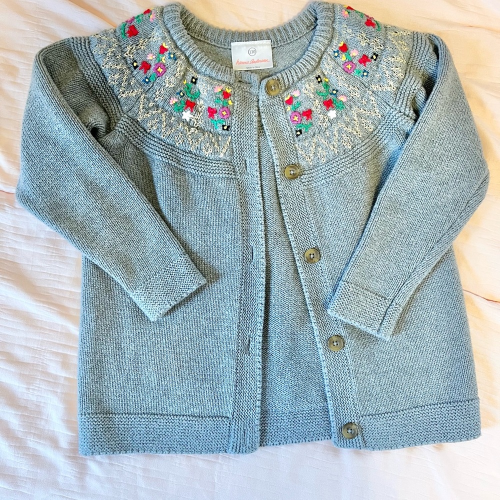 Hanna Andersson embroidered cardigan size 110 cm